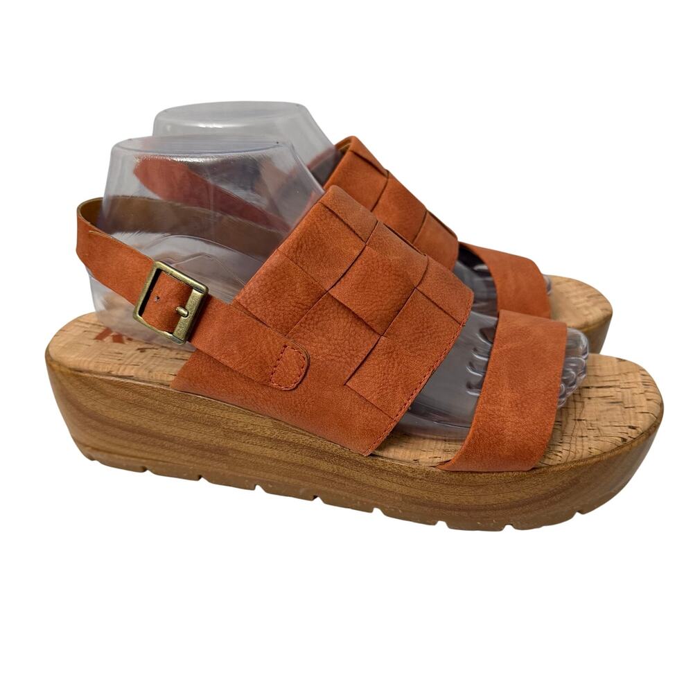 Korks Sandals Womens Size 9 M Fraya Wedge Woven Faux Leather Terracotta